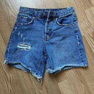 High waisted distressed shorts